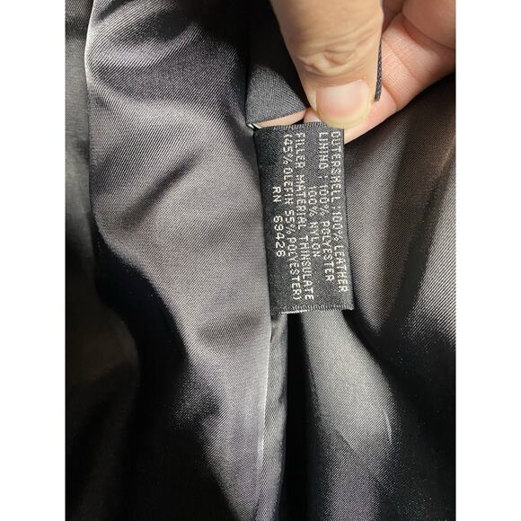 Vintage Wilson Leather Trench Coat Womens XL Black Thinsulate Ultra Insulation - Picture 13 of 15